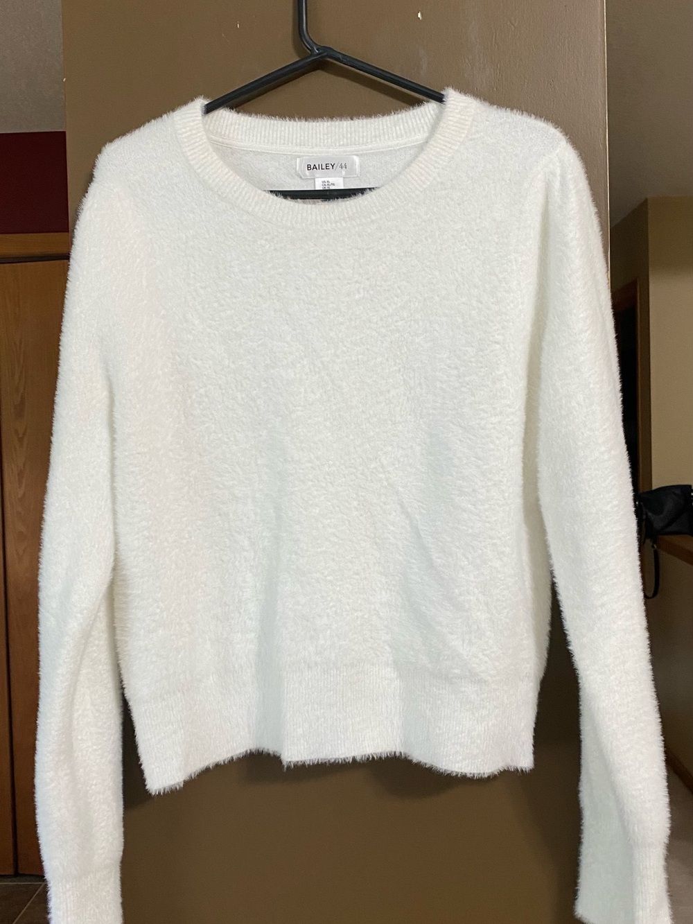 Bailey 44 White Fuzzy Crewneck Sweater